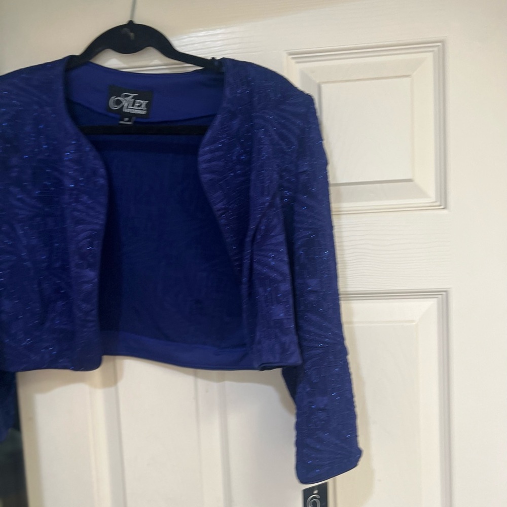 Alex Evenings 2 Piece Blue Empire Waist Bolero Dress Formal Dress Jackets Set 10 - Picture 6 of 13
